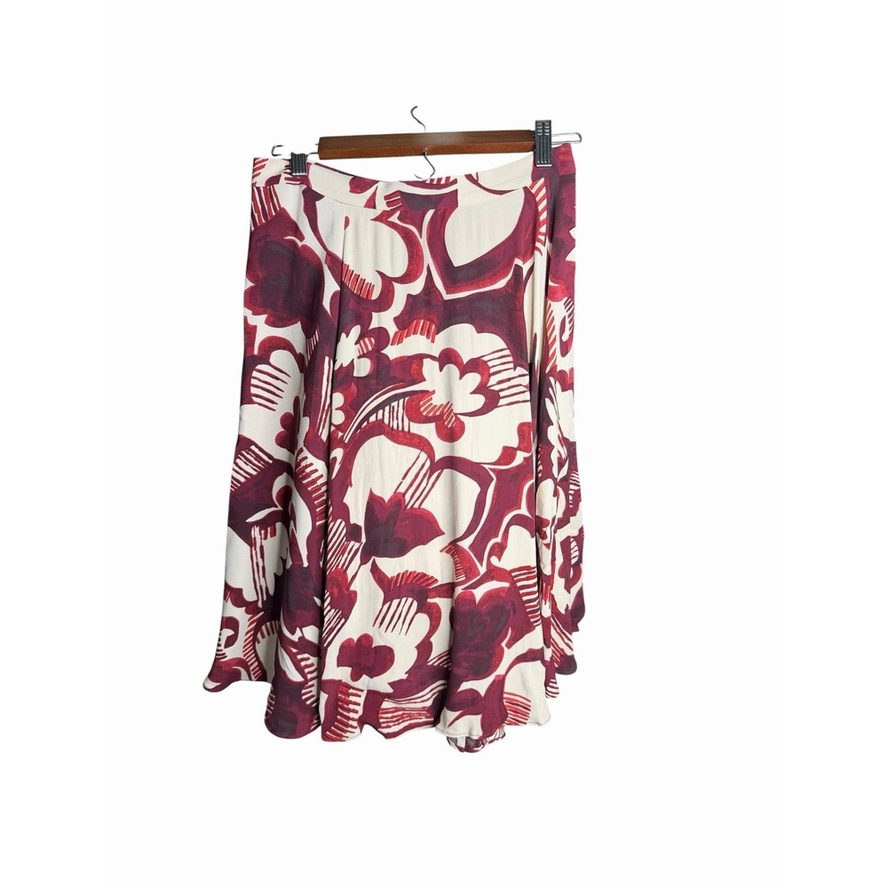 Ann Taylor Women's Size 2 A-line Skirt Red White Midi